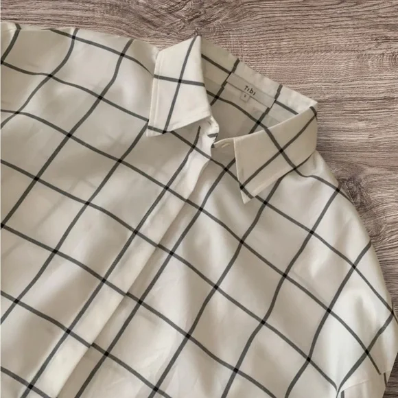 Tibi Windowpane Techy Twill Oversized Gabe Shirt - Picture 7 of 8